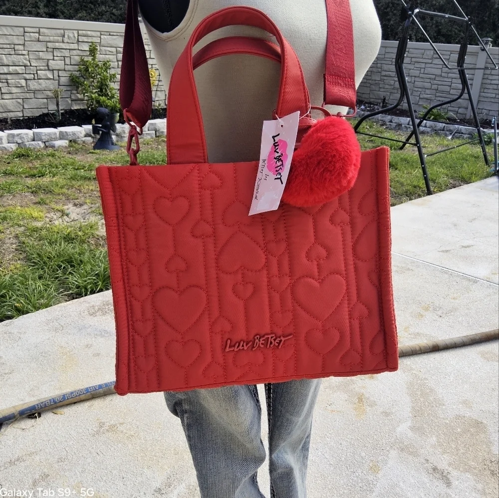 Betsey Johnson Red Quilted Heart Tote